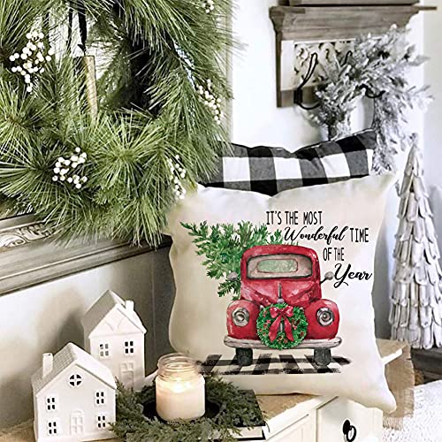 Carriehome18x18farmhousechristmasthrowpillowcovers2packredtruckrusticchristmaspillowcoversforwinterholidaydecorations  Urban Country Home Decor Carrie home 18×18 farmhouse christmas throw pillow covers 2 pack red truck rustic christmas pillow covers for winter holiday decorations  urban country home decor
