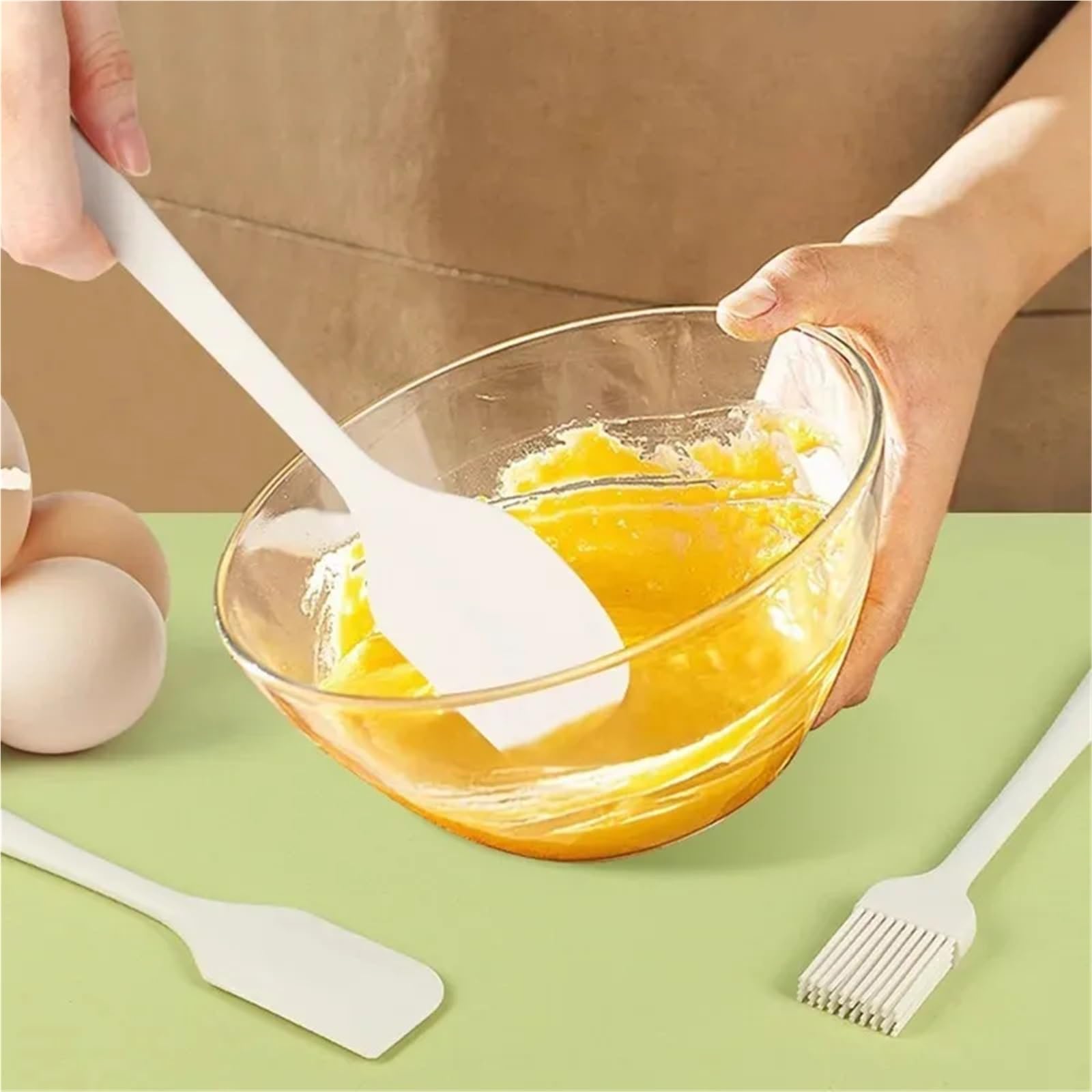 Set da 6 Pezzi Cucina, Tutto in Uno, spatola in Silicone, Pennello for Olio, for Burro, Raschietto for Torta Singolo, Strumento di Cottura per Cucinare(Blue)