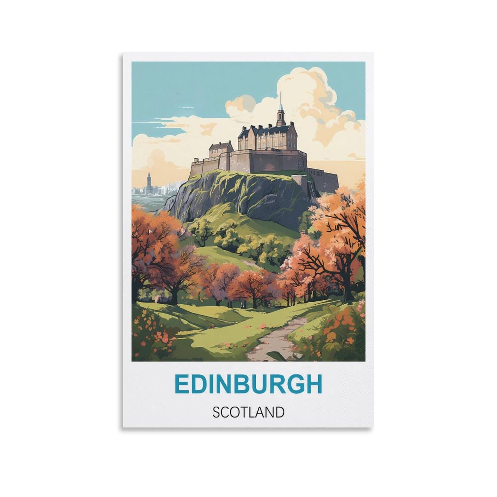 HWJJUII Edinburgh Scotland Vintage Travel Poster 16x24inch(40x60cm) Canvas Wall Posters And Art Picture Print Modern Family Bedroom Decor Posters