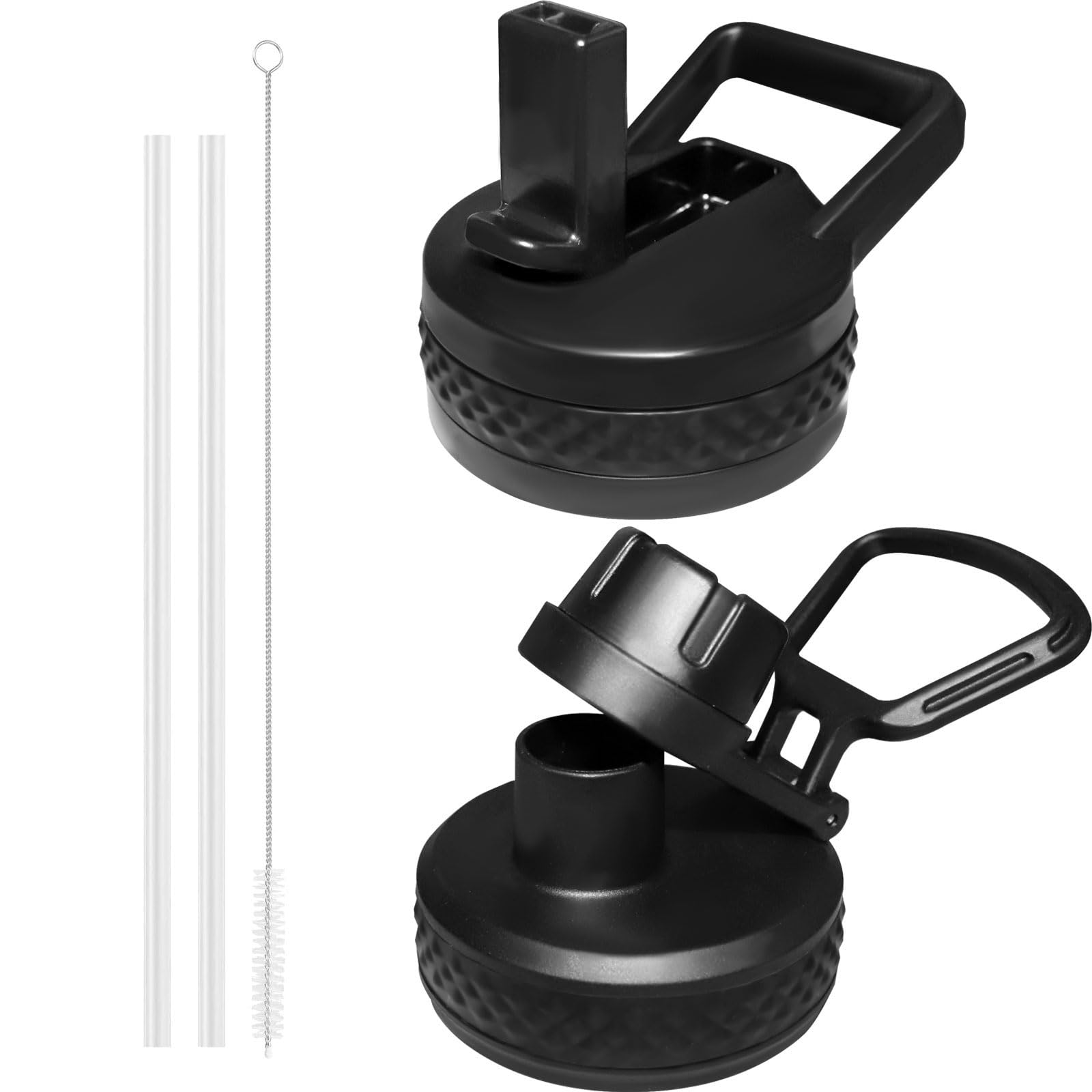 Straw Lids for Hydroflask Wide Mouth 12 32 40oz，Replacement Flask Cap for Insulated Water Bottle Accessories Black,Leak Proof Straw Tops Cover