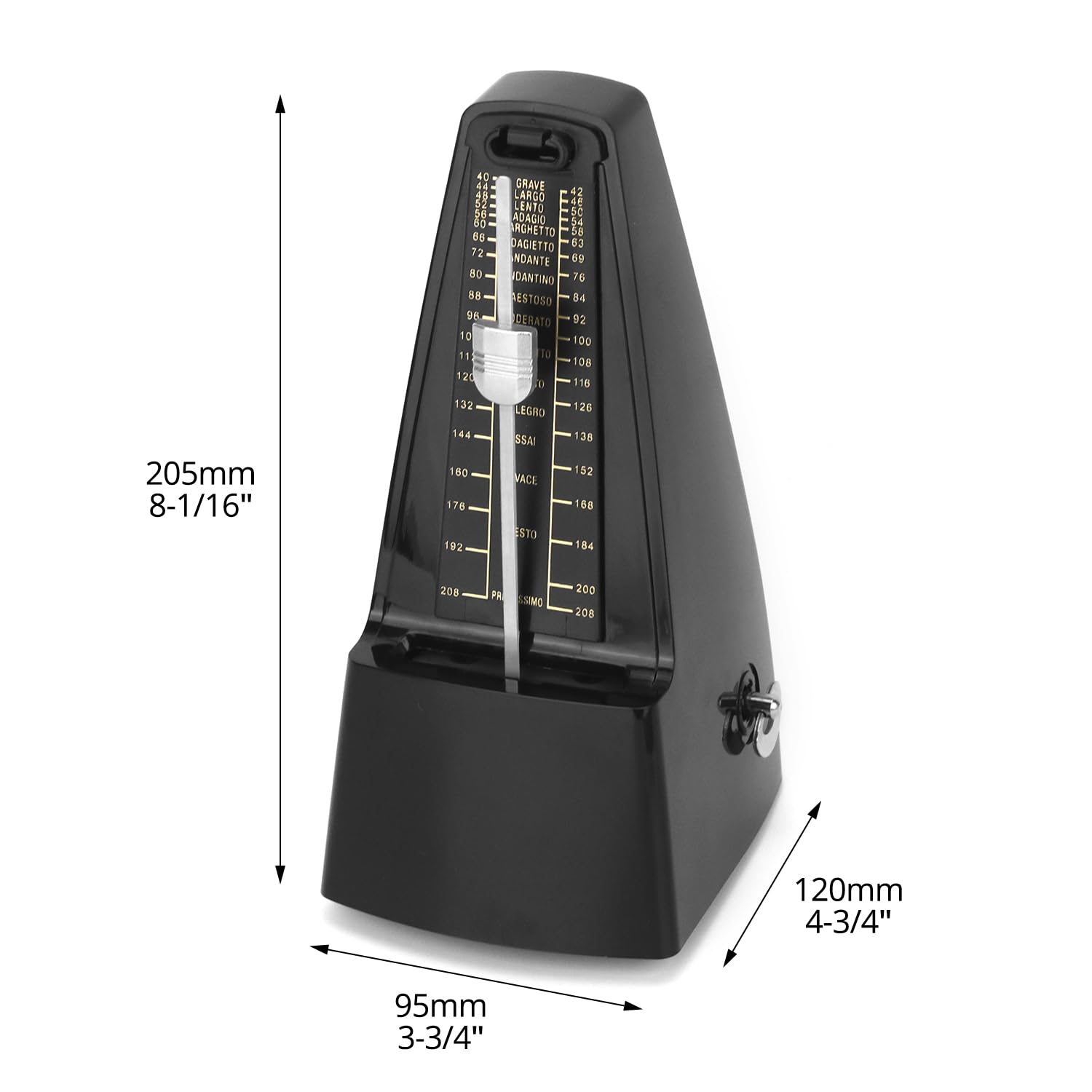 QWORK® Metronomo meccanico con campana, volume, regolazione della velocità, per pianoforte, chitarra elettrica, basso, violino, batteria