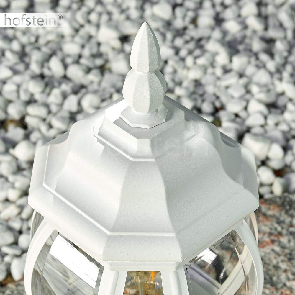 Lampa zewnętrzna Lentua, podstawa w stylu antycznym, odlew aluminiowy w kolorze białym z tarczami z tworzywa sztucznego, oświetlenie ścieżki 50cm, E27, IP44, bez żarówek