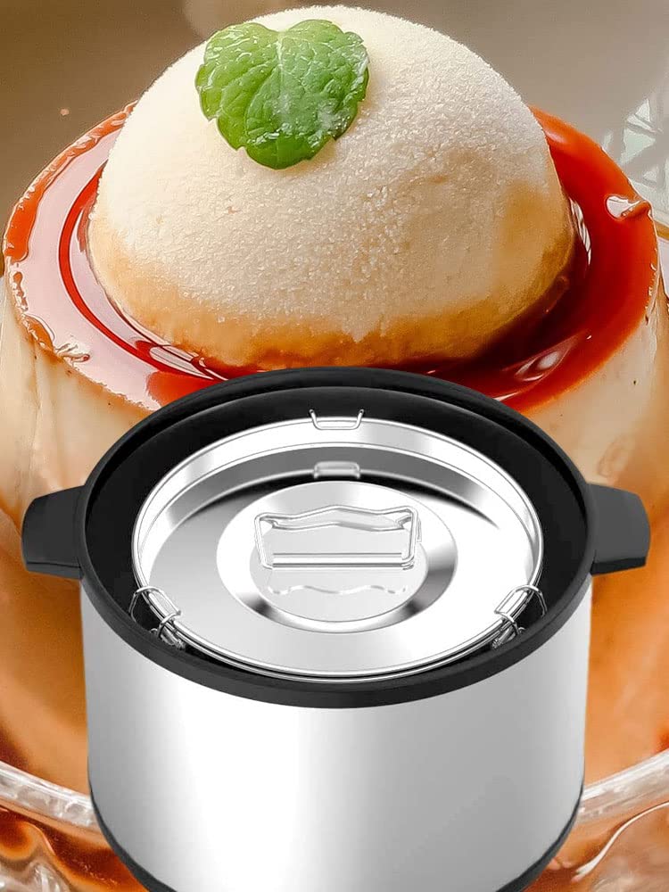 Molde de flan de acero inoxidable 304 con tapa y asa, capacidad de 1.5 cuartos de galón, molde de flanera portátil redondo para hornear pasteles de chocolate, cupcakes, pudín de EE. UU