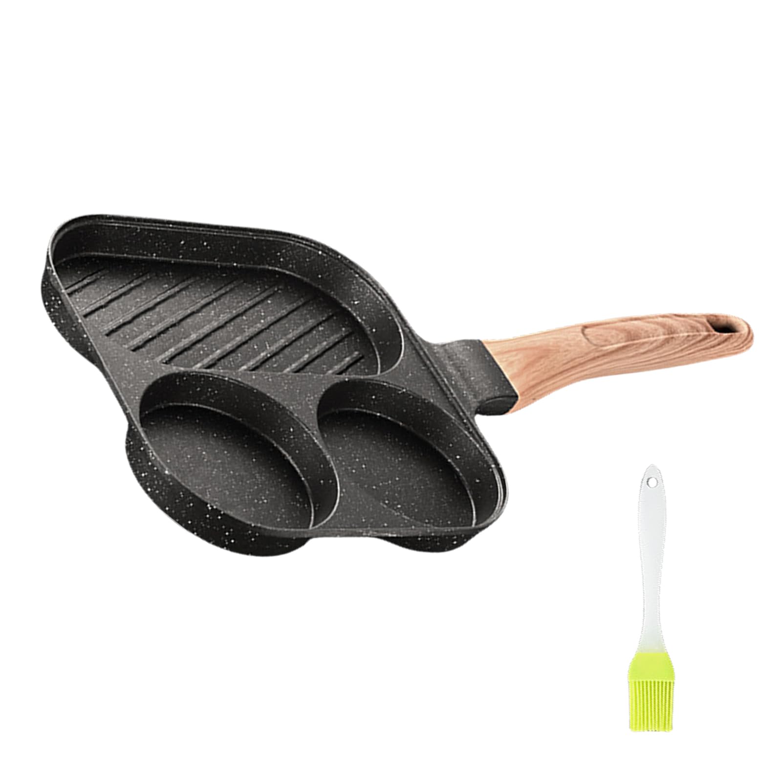 Yhplxyuus Nonstick Burgers Eggs Skillets Multi Compartment Frying Pans with Long Handle Kitchen Breakfast Cookware Omelette Pans