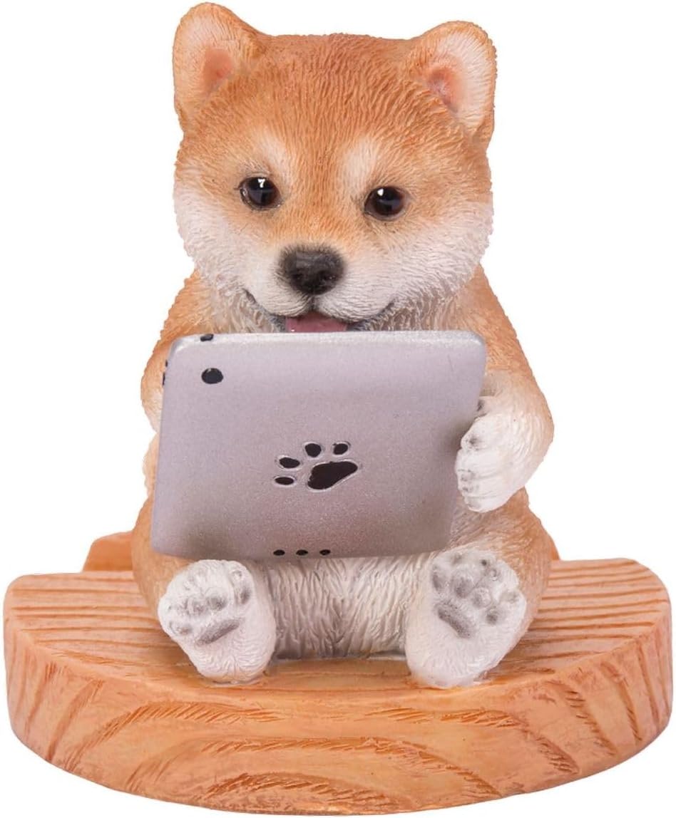 Uvia H22330 Shiba Inu Looking at Tablet Smartphone Stand 3.5 x 3.0 x 3.3 inches (9 x 7.5 x 8.3 cm), Doll, Figure, Figure, Animal, Garden, Decoration, Dog, Dog