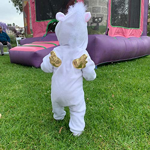 HINTINA Baby Girls 3D Unicorn Angel Wings Hooded Zipper Romper Jumpsuit Christmas Outfits Clothes Pink White3