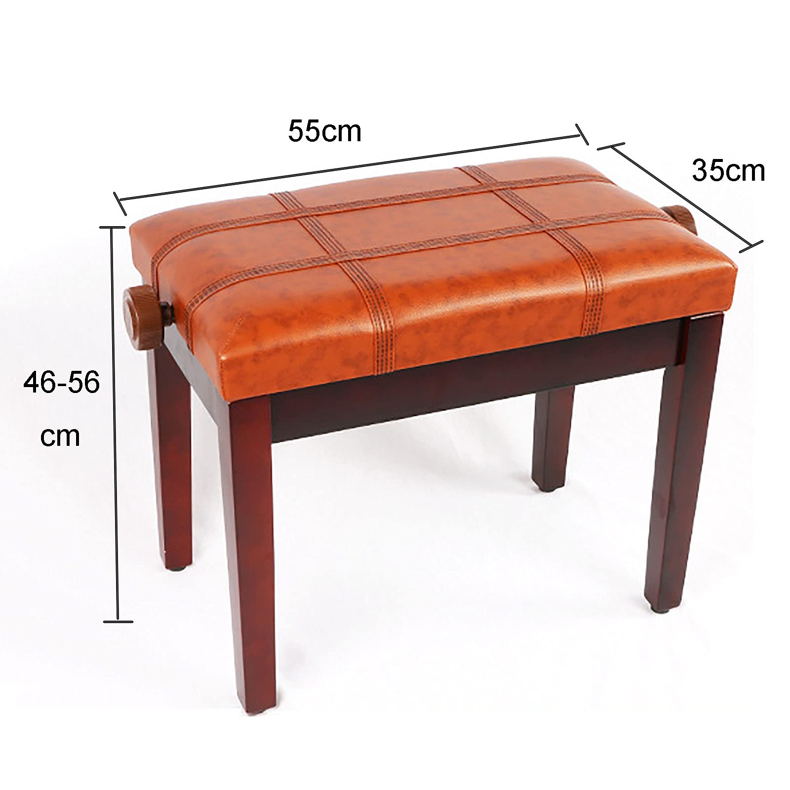Banc de piano réglable en hauteur avec rangement et pieds en bois massif, assise confortable pour musiciens