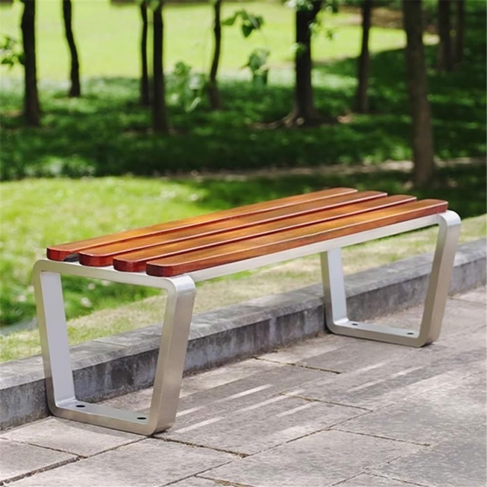 Patio Benches Outdoor Backless Bench, Stainless Steel Garden Chair, for Balcony Terrace Leisure Benchs Garden Bench