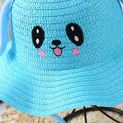 Toddler Sunhat Rabbit Hat Ear Moving Jumping Hat Funny Caps Summer Straw Kids Bucket Hat3
