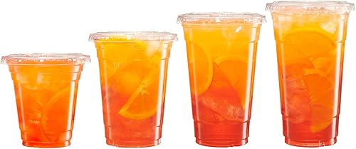 Miniatura 4 de Vasos de plástico con tapas 12 onzas vasos de plástico transparente sin BPA tazas de café desechables con borde enrollado tazas transparentes para