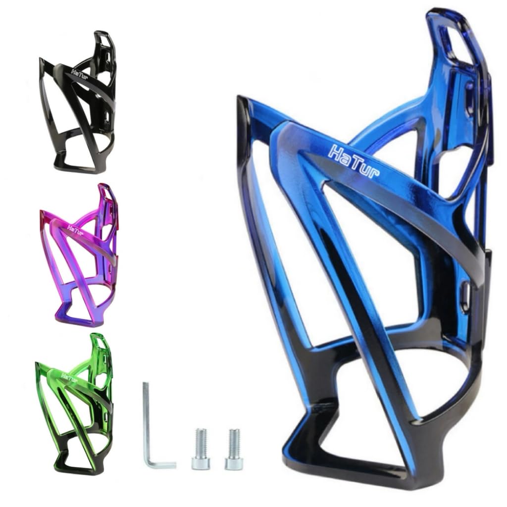 HaTur Universal Bike Water Bottle Cage, Lightweight Bike Bottle Holder with Screws, Durable Cycling Drink Cup Holder for MTB, Road Bikes, Bicycle (Black Blue)