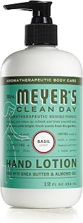 Mrs. Meyer's Basil Hand Lotion - Non-Greasy Moisturizer for Dry Hands with Shea Butter & Essential Oils, 12 oz