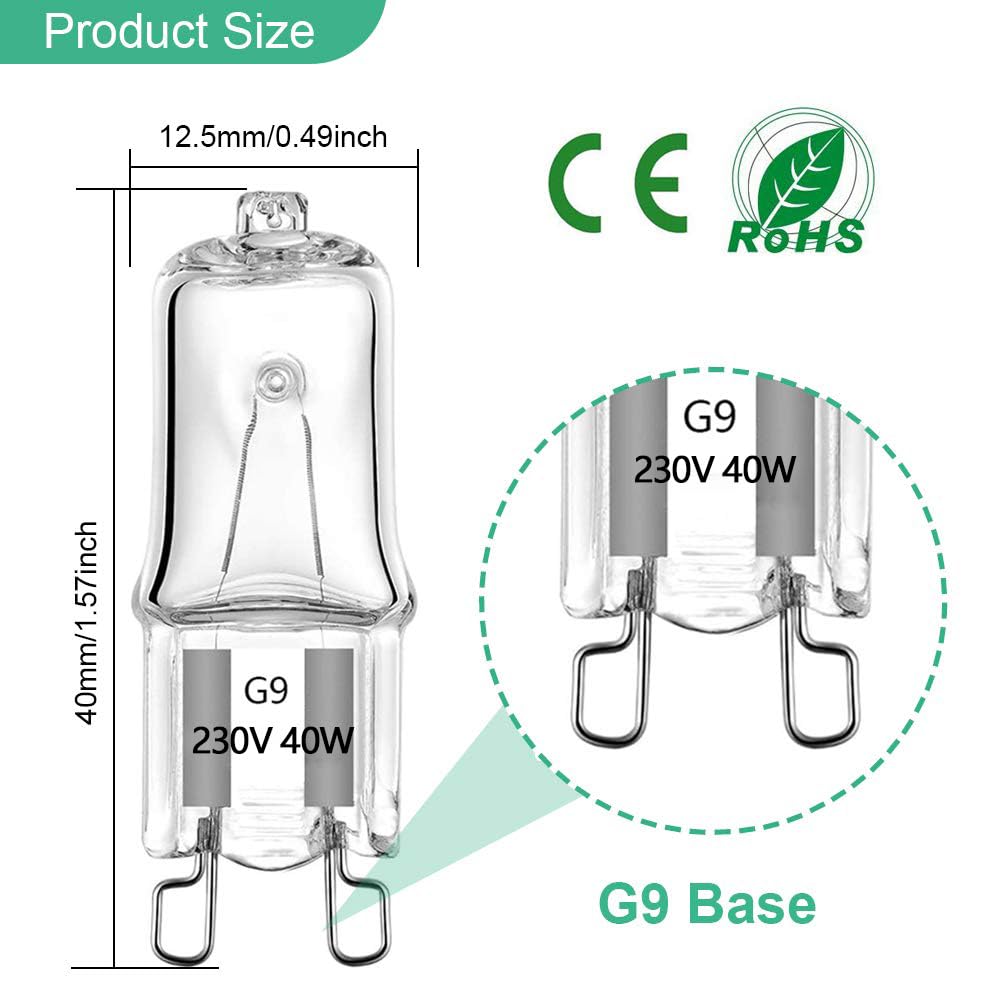 Halogenlampe G9, 40W, 230V, 300°C – Warmweiß, Für Öfen