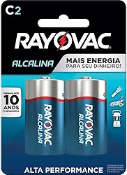 Pilha, Rayovac, Alcalina 20120, Azul, C Média, Pacote de 2