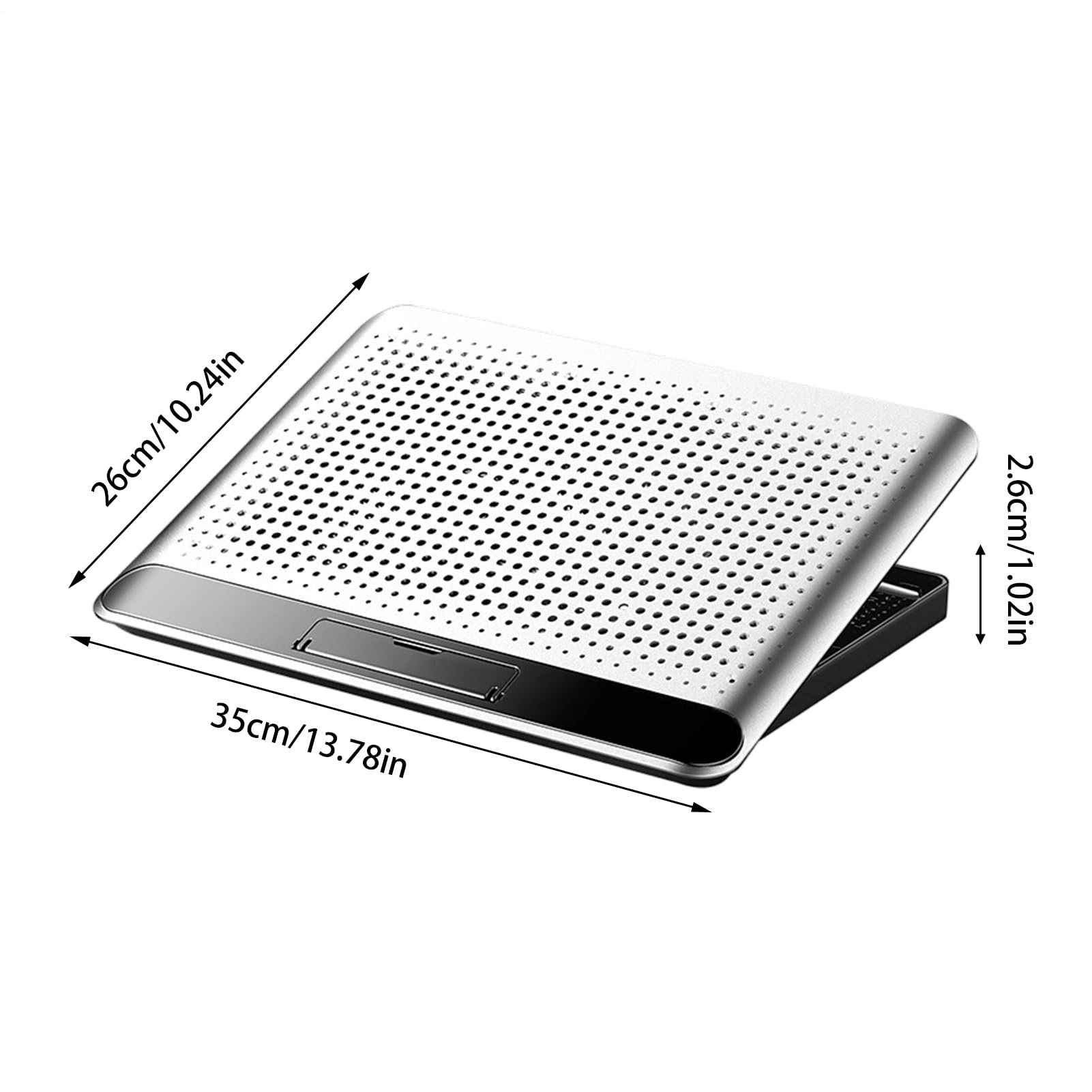 Raffreddatore PC portatile – alluminio 35 x 26 x 2,3 cm | Supporto ventilato silenzioso regolabile con ventola | compatibile con tastiera, tablet, libro per ufficio, casa e lavoro