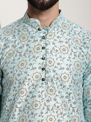 Image of SOJANYA Men's Silk Blend Kurta with Paisley Design