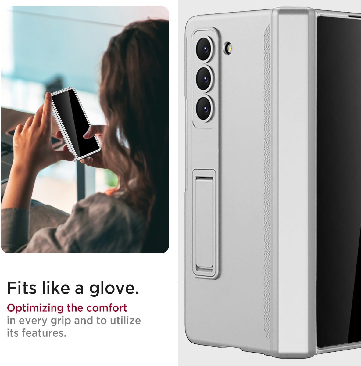 Miimall for Z Fold 6 Case with Privacy Screen Protector, [Military Grade Drop Protection] Built-in Adjustable Kickstand & Magnetic Hinge Protection Shockproof Phone Case for Galaxy Z Fold 6 5G Silver