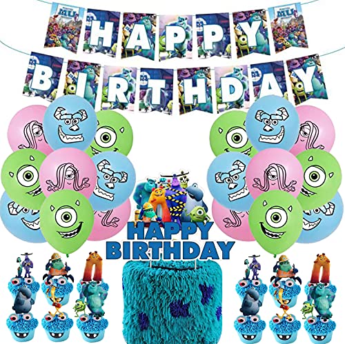 Monster Birthday Party Supplies Monsters University inc Birthday Decorations Party Supplies ï¼ŒSet Include Monster inc Banners Balloons Cake Tops