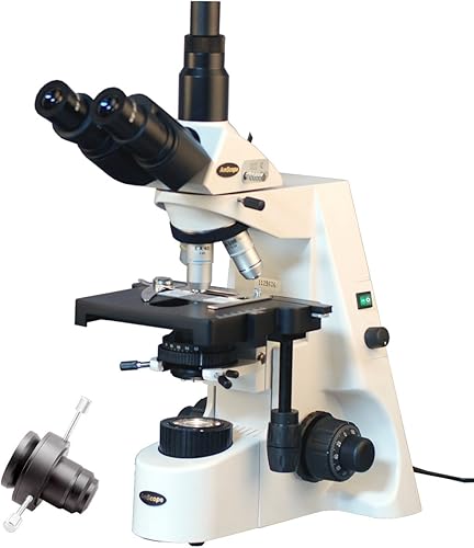 AmScope Microscopio compuesto trinocular T690A-DK-PL, ampliación 40X-1500X, oculares WH10x y WH15x Super-Widefield, objetivos acromáticos del plan