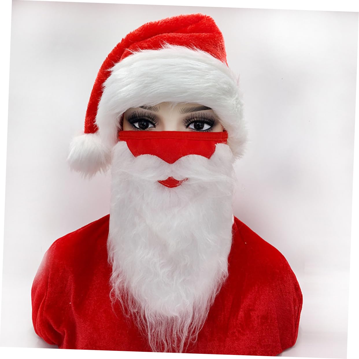 LIFKOME 5 Set Abito Natalizio Sopracciglio Finto Cappello Da Festa Di Natale Puntello Cosplay Di Babbo Natale Cappelli Di Accessorio Del Costume Di Babbo Poliestere Rosso