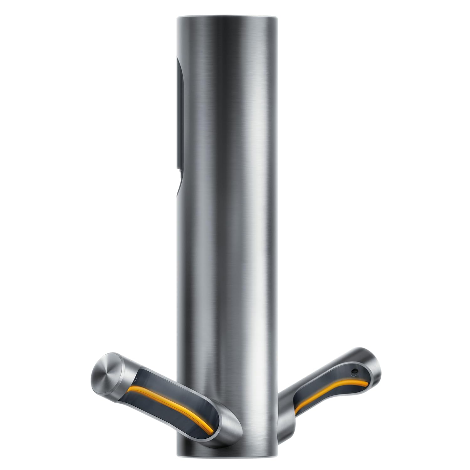 Side view of the Dyson Airblade 9kJ hand dryer, showing its slim profile and how it extends from the wall.