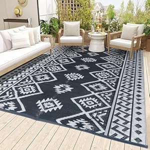 LILIOFFIC Reversible Mats - Plastic Straw Rug, 5' x 8' Outdoor Rug for Patio Clearance Decor, Modern Area Rugs, Floor Mat for Outdoors, RV, Backyard, Deck, Picnic, Beach, Trailer, Camping, Grey LILIOFFIC Reversible Mats Plastic Straw Rug 5 x 8 Outdoor Rug for Patio Clearance Decor Modern Area Rugs Floor Mat for Outdoors RV Backyard Deck Picnic Beach Trailer Camping Grey