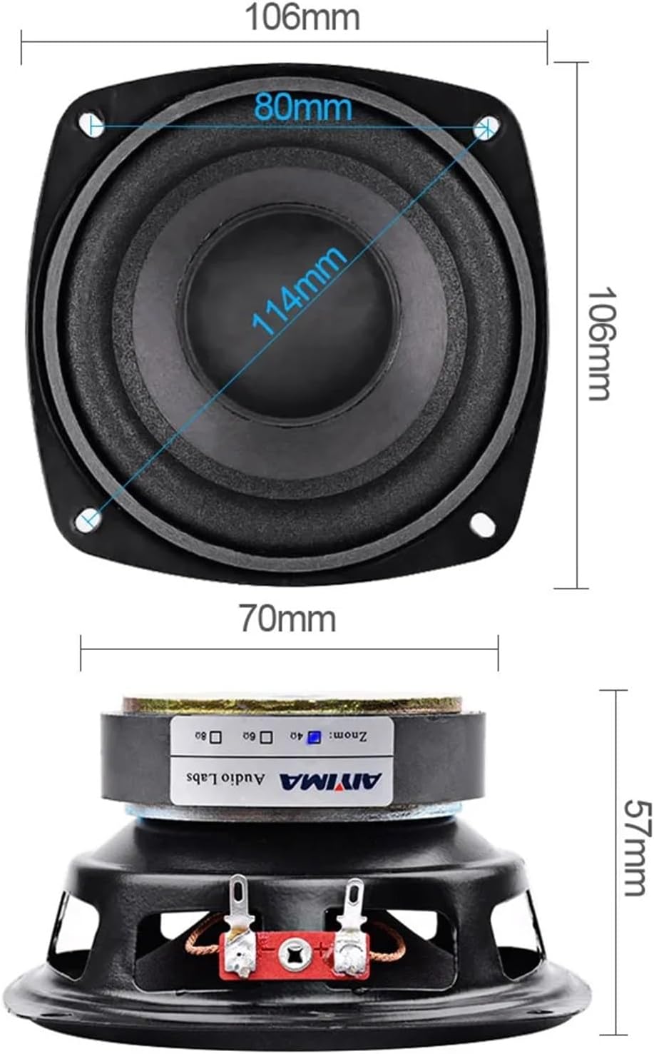2Pcs 4 Inch Audio Woofer Speaker Bass 4 Ohm 30W HiFi Stereo Home Theater Loudspeaker Subwoofer Long Stroke Sound Speaker
