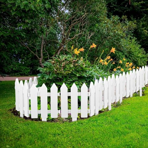 Image of 16 Inch PVC Garden Fence Border, Decorative White Picket Fence Panels for Garden Edging | RSP HOME DECOR (12)