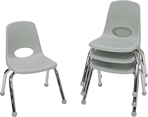 Factory Direct Partners 10378-LG - Silla escolar apilable de 12 pulgadas, asiento apilable para estudiantes con patas de acero cromado y disponible en Yaxa Colombia