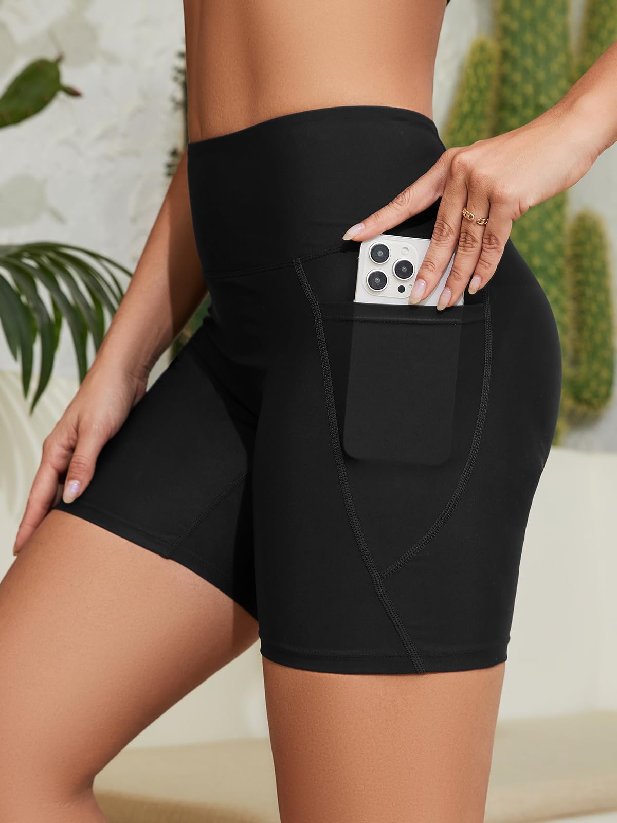SHEKINI Maillot de Bain Femme Natation Short Taille Haute pour Femme avec Poches Séchage Rapide Bas de Bikini Sport Shorts de Bain avec Doublure