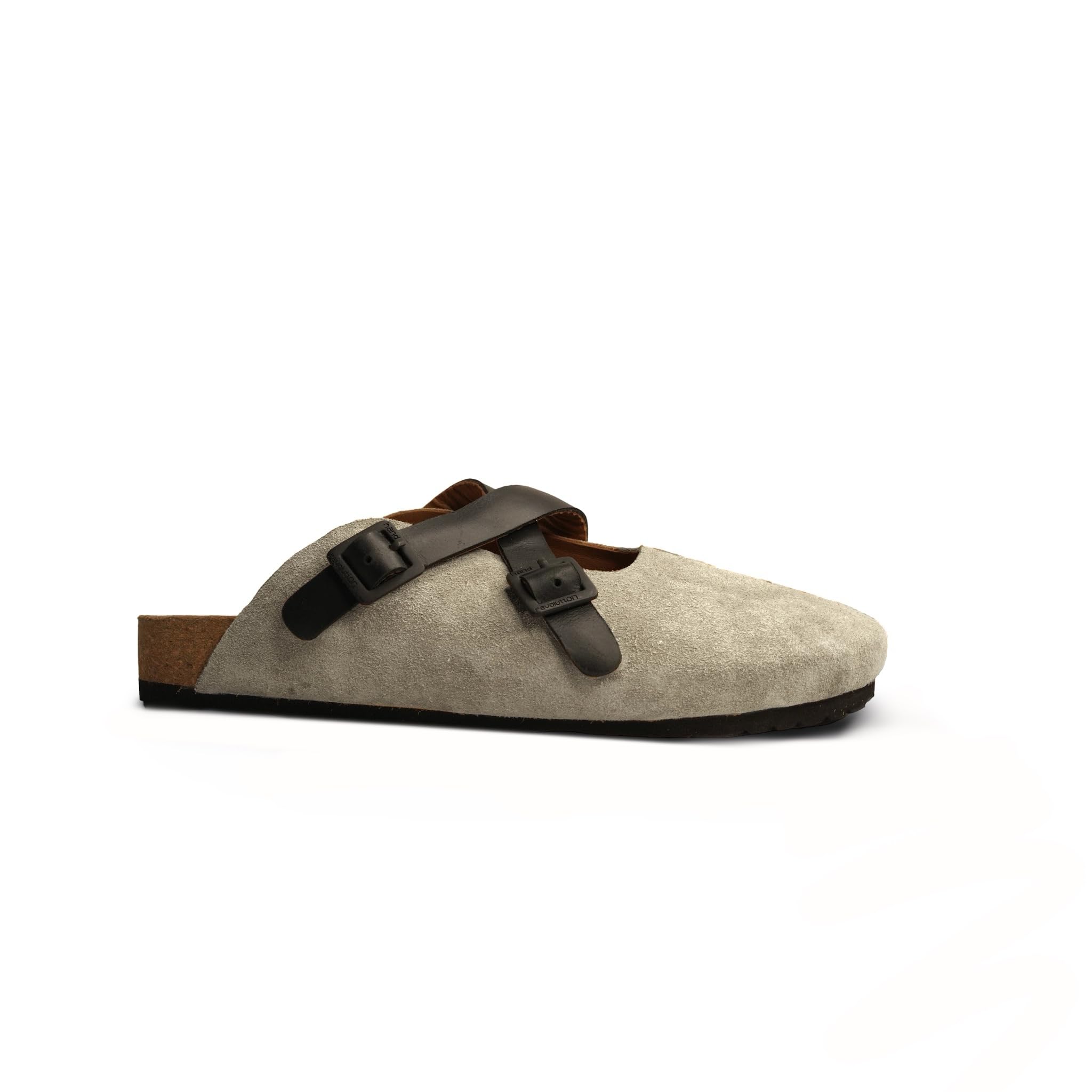 Ghost Men’s Leather Buckle Mule Sandals | Closed Toe Cork Footbed Clogs | Adjustable Dual Strap Comfort Footwear | Black, Brown, Gray, Tan | Sizes 6-12-image-48