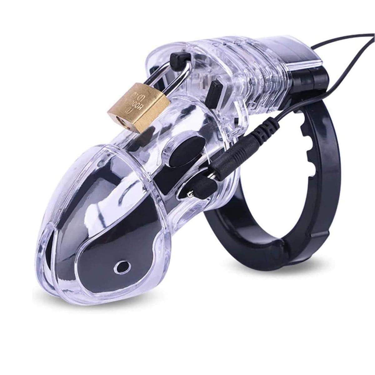 Cintura di Castità per Elettroshock con Gabbia per Pene per Uomo, Dispositivo di Castità E-Stim Sessuale Gabbia di Castità con Telecomando Senza Fili Blocco Bondage Fetish Sex Toy Nero