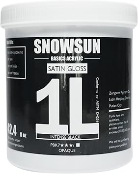 SNOWSUN Heavy Body Acrylic Paint, 1L 40oz Bulk Carbon Black - Artist Grade Thick Paint for Canvas, Wood, Ceramic & Crafts