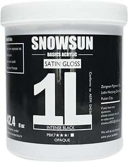 SNOWSUN Charcoal Black Acrylic Paint, 2 Pack 1 L /42.4 oz Large Bulk Acrylic Paints, Gloss Non-Toxic Heavy Body Paints - Thick Art Paints for Multi-Surface Canvas Wood Ceramic Fabric Wall- Ideal for Artists & Beginners