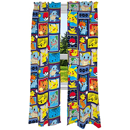 Image of Franco Kids Room Window Curtains Drapes Set, 82 in x 84 in, Pokemon(PRINTS MAY VARY!)