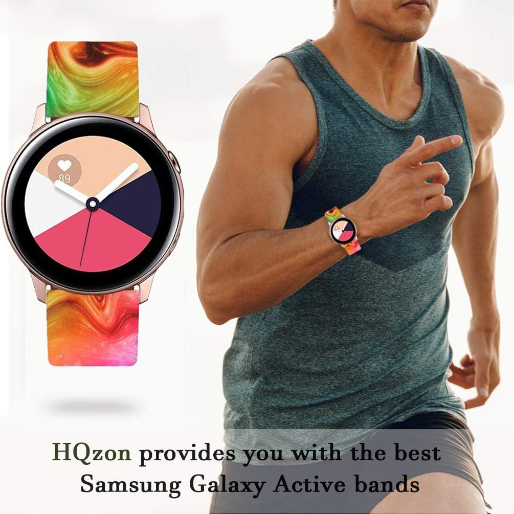 HQzon Band Compatible with Galaxy Watch Active 2 40mm 44mm / Galaxy Watch 3 41mm / Gear Sports / Galaxy Watch Active 40mm, Printed Patterns Silver Buckle 20mm( Rainbow-L )