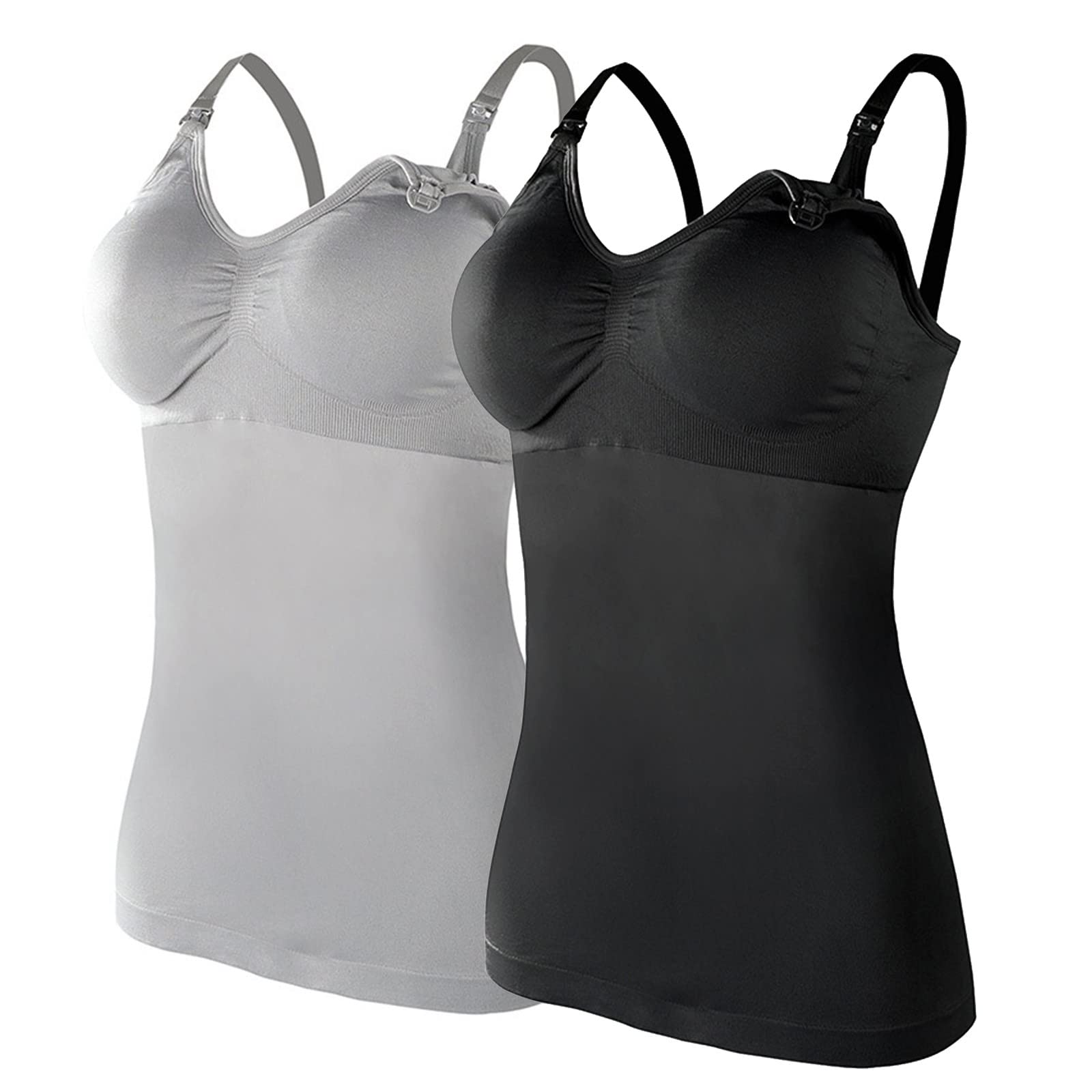 Ropa interior para mujer, conjunto de camisetas de lactancia para mujer, top de sujetador integrado para lactancia, maternidad, camisola Brasieres 2 unidades, con 4 almohadillas para el parto