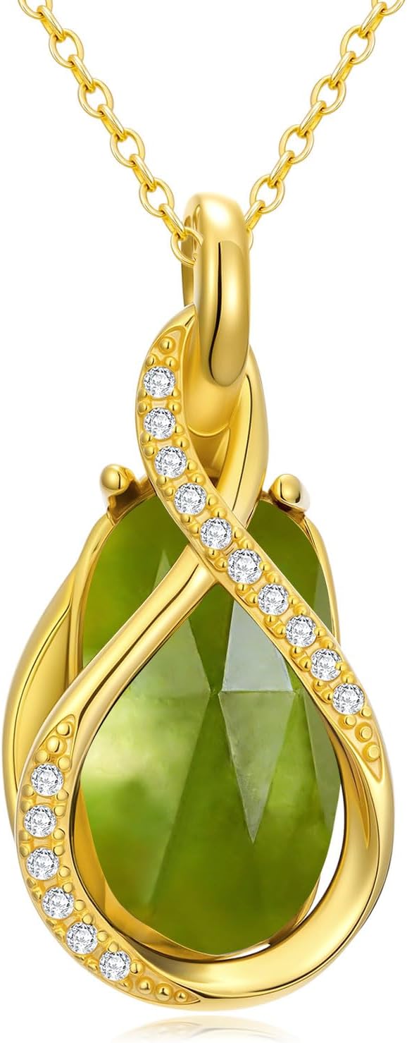 YYB 18k Gold Infinity Necklaces for Women Simple Gemstone Pendant Necklace Fine Jewelry Christmas Valentine Mothers Day Birthday Gifts for Women Her Wife