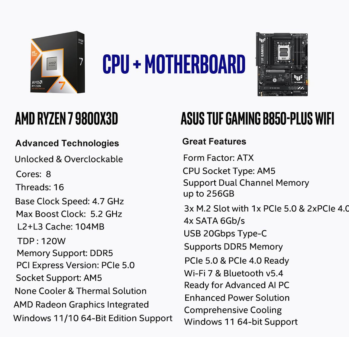 Amazon.com: MICRO CENTER AMD Ryzen 7 9800X3D CPU Processor with