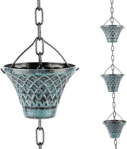 Hanayard Cadenas de lluvia para canaletas, desviador de atrapador de lluvia de metal, color negro, tazas de lluvia para aleros de drenaje de 8.5 pies disponible en Yaxa Colombia