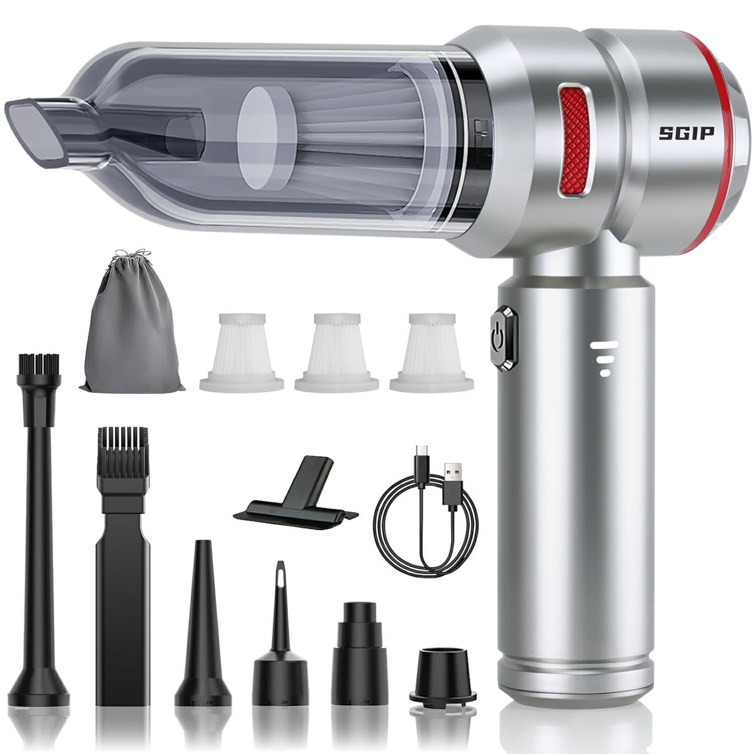 Aspirapolvere Auto Senza Fili 20000Pa - Portatile, Con Batteria 6000mAh E Funzione Pompa D'Aria - Foto 5