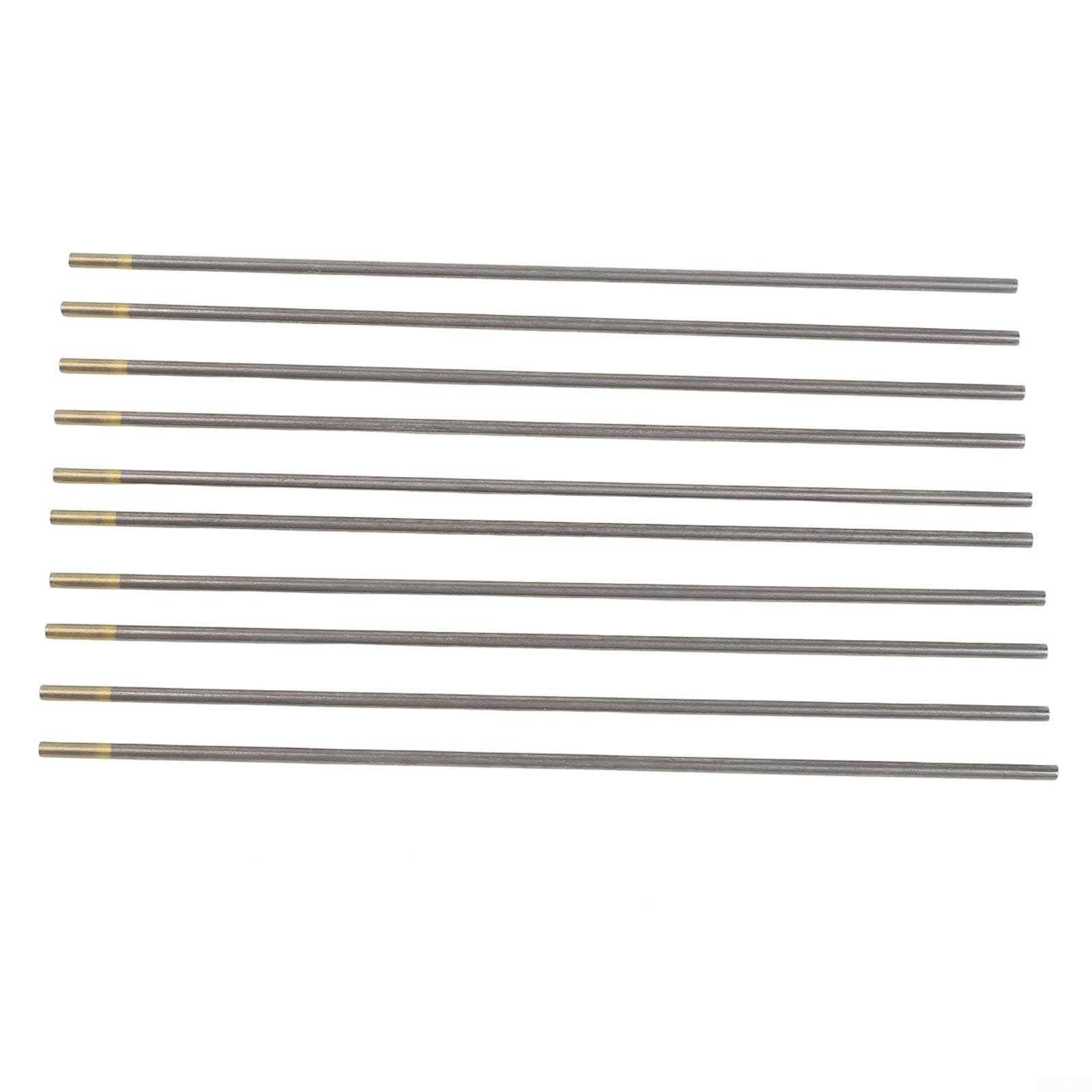 Lot de 10 électrodes WL15 Lanthan TIG, 150 mm pour acier au carbone et aluminium, arc électrique stable pour 150 A-250 A (2,4 mm x 150 mm)