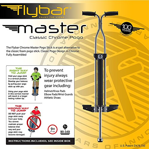 Flybar Chrome Master Pogo Stick For Kids Ages 9 & Up 80 to 160 Lbs – Classic Chrome Body With Rubber Hand Grips - Thumbnail 3