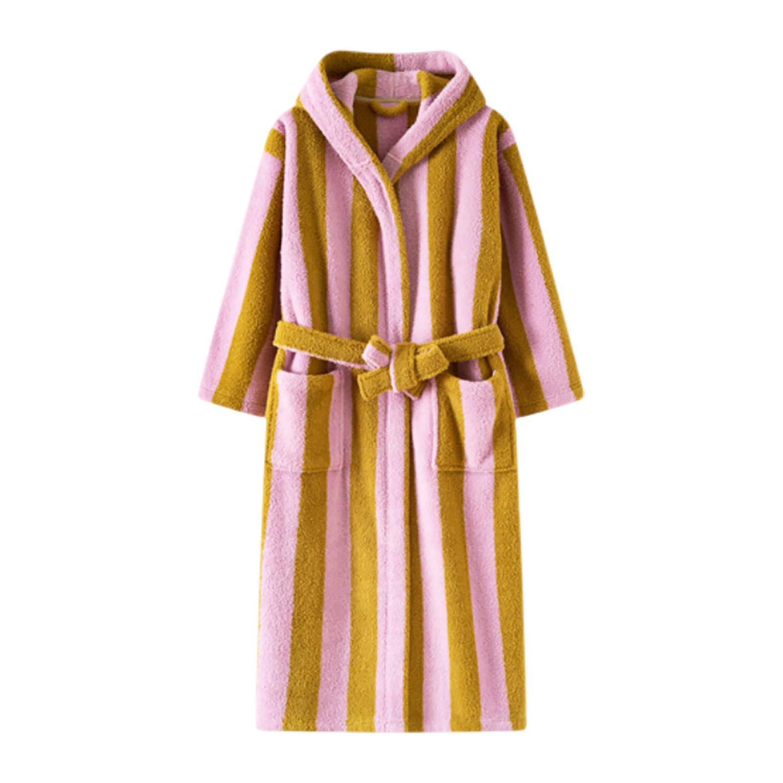 Accappatoio arcobaleno a righe da uomo in spugna con cappuccio a righe morbido kimono vestaglia casuale pigiama casual cappotto sauna traspirante