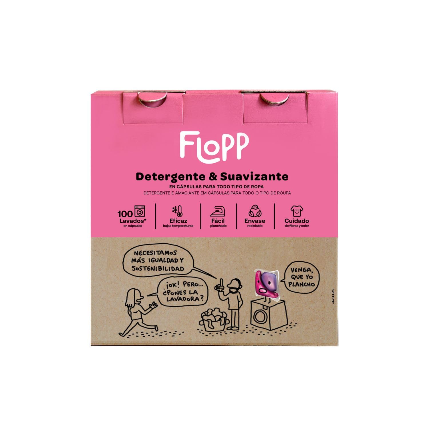 Flopp - Detergente & Suavizante en pastillas (100 cápsulas)