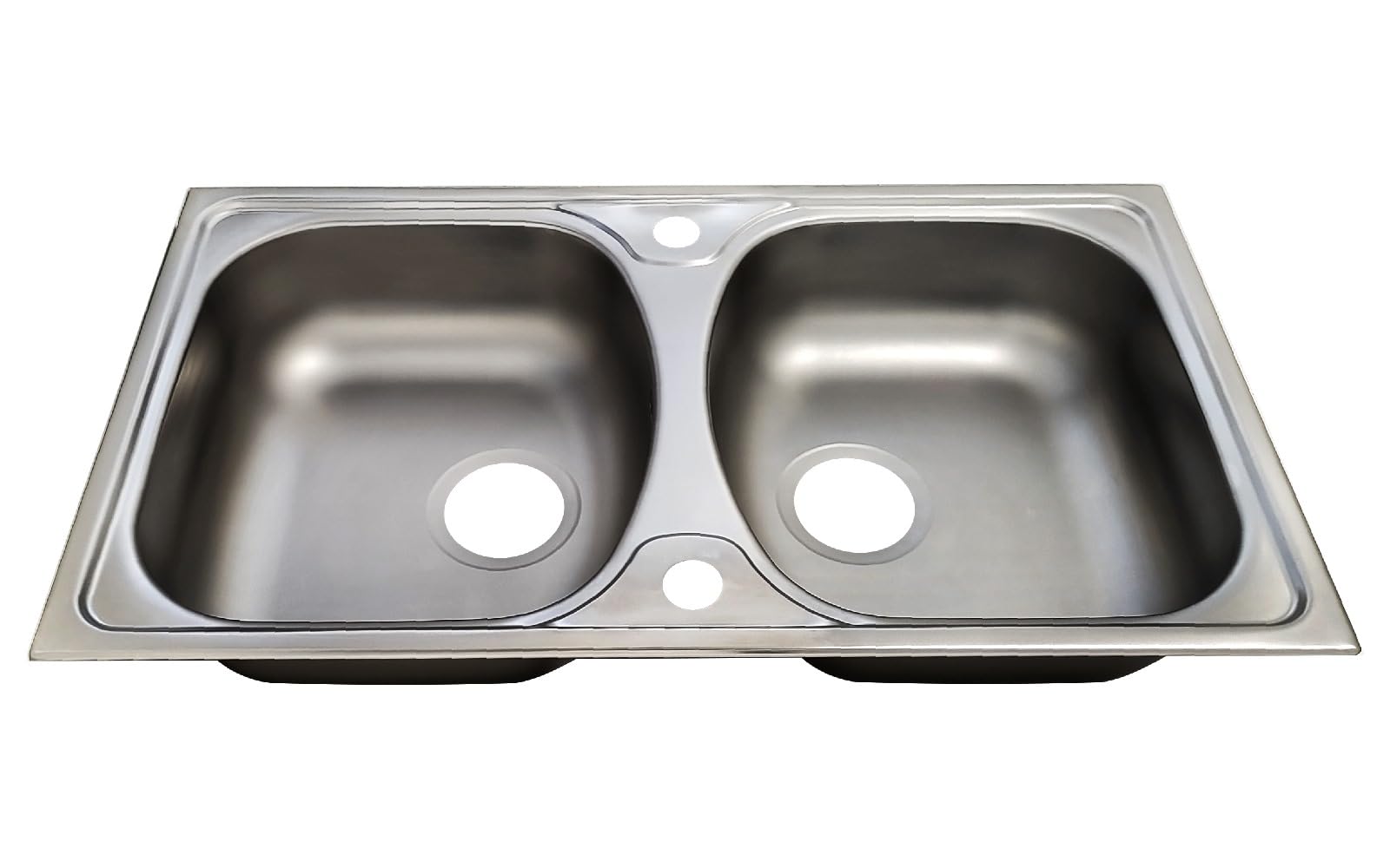 Edelstahlspüle Eckig Campingspüle 78 x 44 cm 2 Becken Edelstahlspüle Einbauspüle Aufbauspüle Spülbecken Spüle Küchenspüle