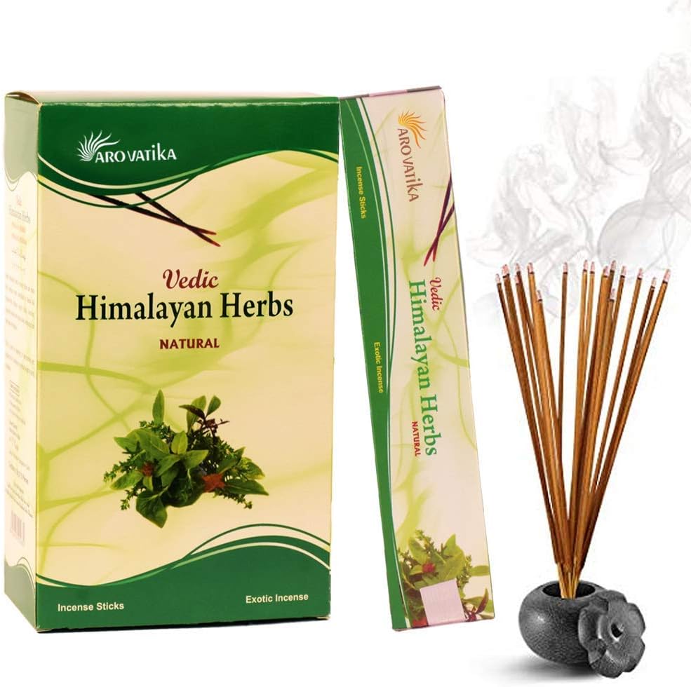 Aromatika vedic Himalayan Herbs natural masala incense sticks pack of 12 of 15 gm Each| handrolled in India | organic| best for meditation,yoga,aromatherapy,relaxation
