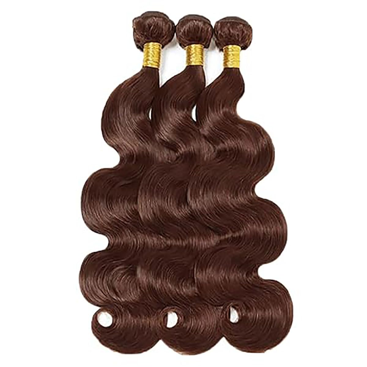 Hxxcoup Human Hair Bundles 3 Bundles Body Wave Extensions Brown Colour Unprocessed Brazilian Remy Grade 8A Doubles Weft for Woman 22 24 26 Inch - Image 2