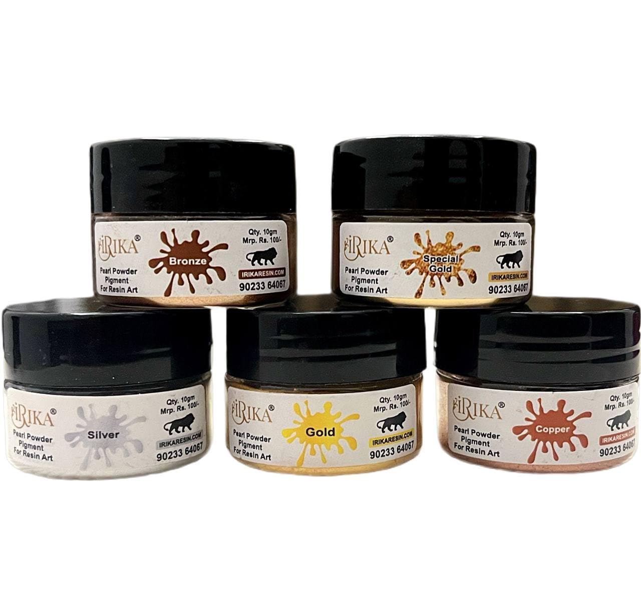 Metallic Mica Powder Set for Resin Art – Pack of 5 (10g Each) | Gold, Bronze, Copper, Silver & Real Gold | High Pigment, Non-Toxic, Shimmer Pearl Powders for DIY Art, Slime, Soap, Epoxy-image-38