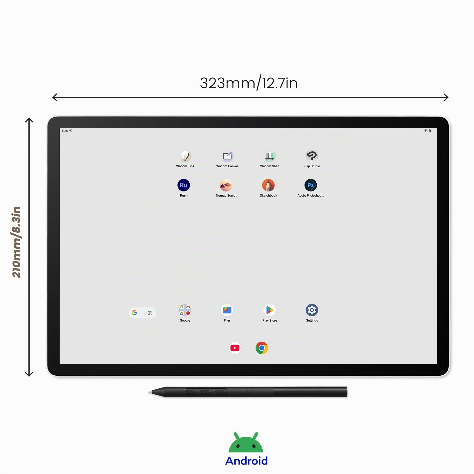 Wacom MovinkPad Pro 14 Tableta Gráfica – Sensación de lápiz sobre Papel con Pantalla OLED para Negros Reales, Contraste excepcional, Respuesta rápida, Vidrio Texturizado Premium, Pro Pen 3 preciso